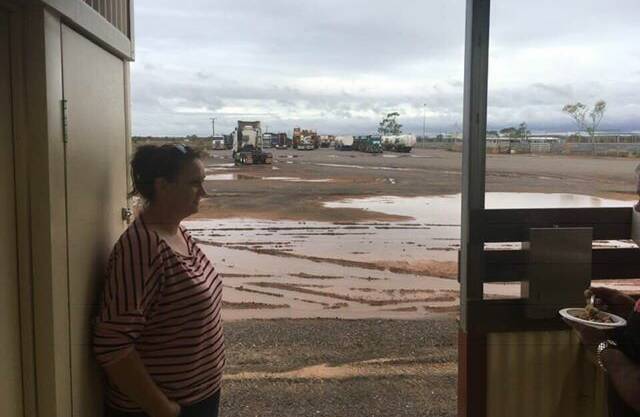 Travelling trucks were parked up in Cloncurry for about a week waiting for floodwaters to subside. Photo supplied.
