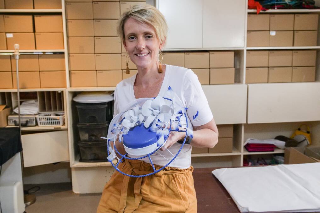 ARTWORK: Mel Atherinos showcases one of her unique millinery designs. Photo: ABC North West Queensland, Kelly Butterworth.