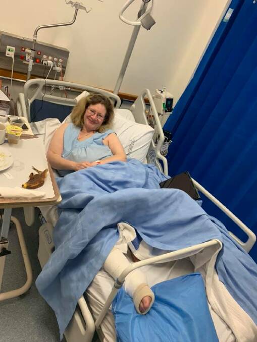 Nathaniel's mum, Kate Williams, broke her foot in four places while fossicking near Cloncurry. Photo supplied.