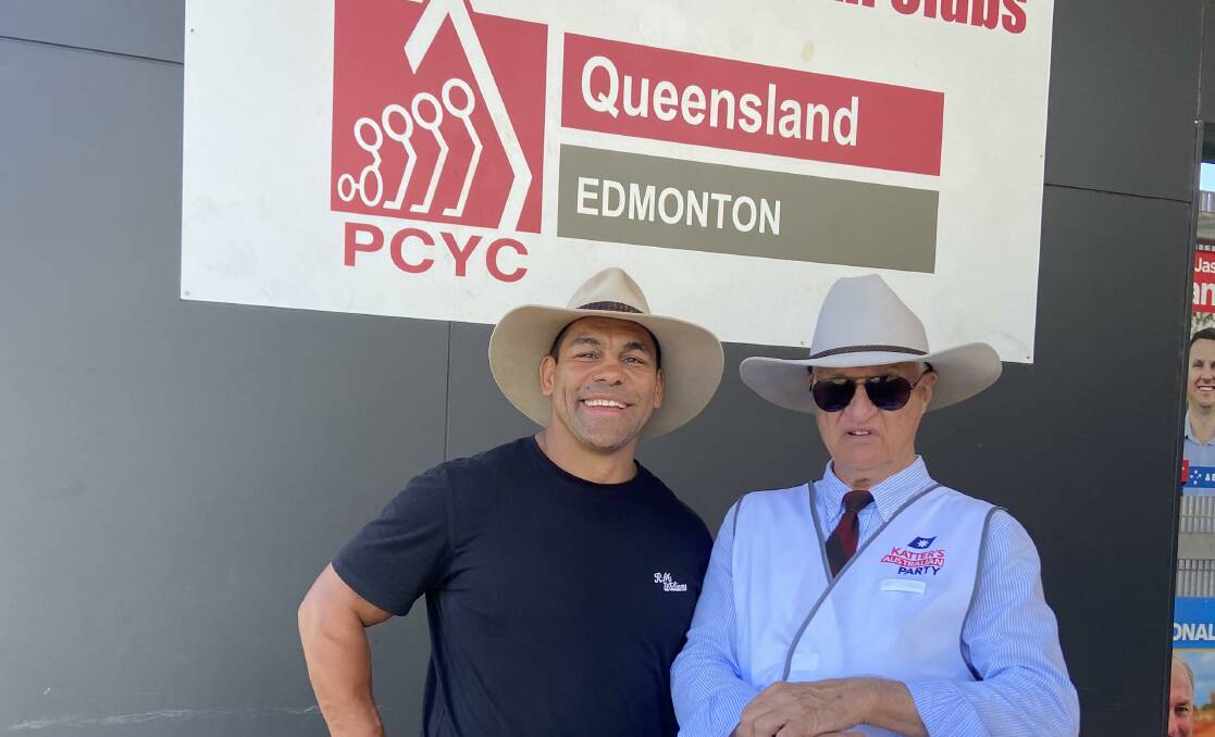 KAP candidate for Leichhardt Rod Jensen and KAP candidate for Kennedy Bob Katter has arrived in Edmonton. Photo supplied.