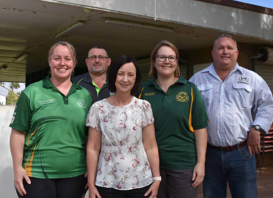 MIHA representative and events coordinator Hope Philip, MIHA Facilities Coordinator Shane Vassallo, Attorney-General and Minister for Justice Yvette D'Ath, MIHA Administration Officer Janita Green and Mount Isa City Council councillor Paul Stretton. Photo: Samantha Campbell.