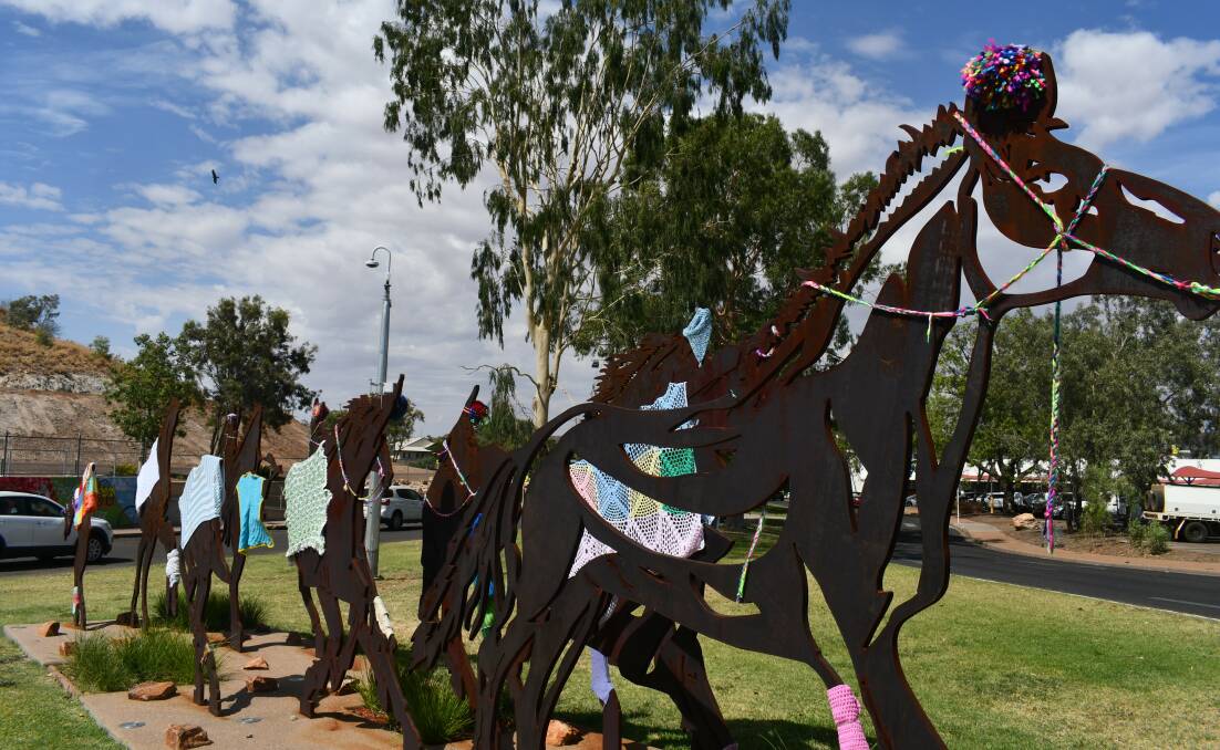 WOW: The horse statue on Marian Street was yarn bombed in November 2019. Photo supplied.