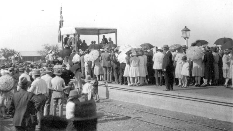 The rail line opening from Winton to Hughenden.