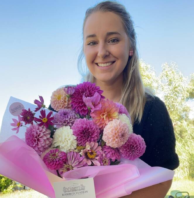 Samantha Campbell, 29, has created a flower farm in north west Queensland. Picture supplied.