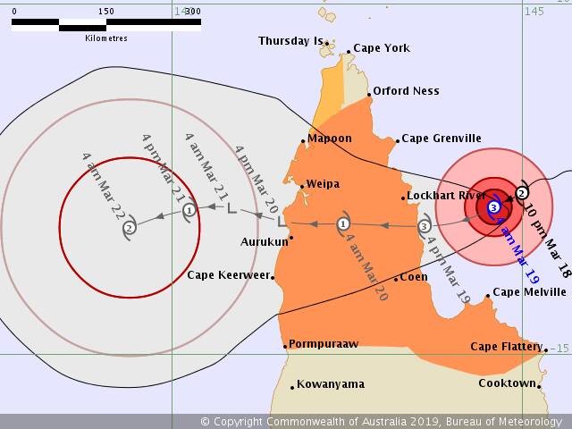 UPDATE: The Bureau of Meteorology extends their Topical Cyclone Trevor tracking map. Photo: BOM
