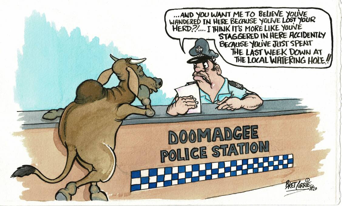 Bret Currie depicts the reasons behind a cow entering Doomadgee Police Station.
