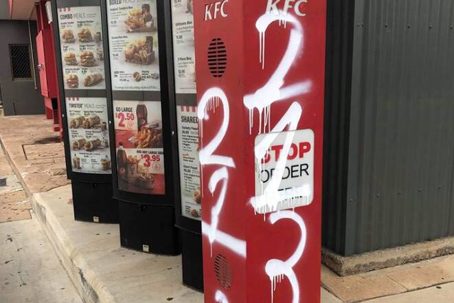 CRIME: KFC Mount Isa was one of three businesses affected by the 213 vandals. Photo supplied.