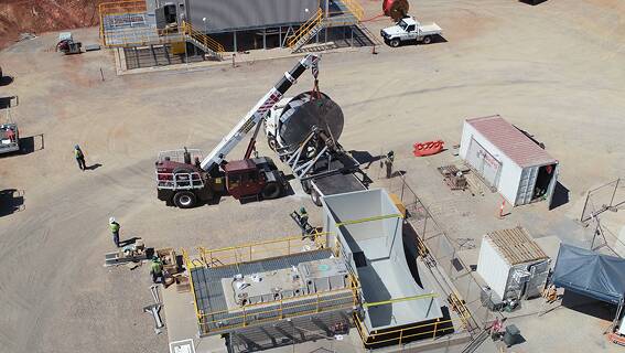 The fan impeller being lifted into position at George Fisher Underground Mine. Photo supplied.