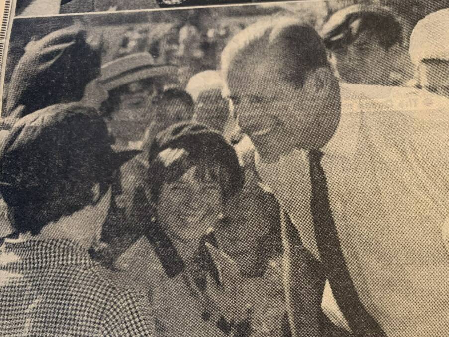 The Duke of Edinburgh Prince Philip has a quick chat with some school children at Alexandra Park. Photo: file.