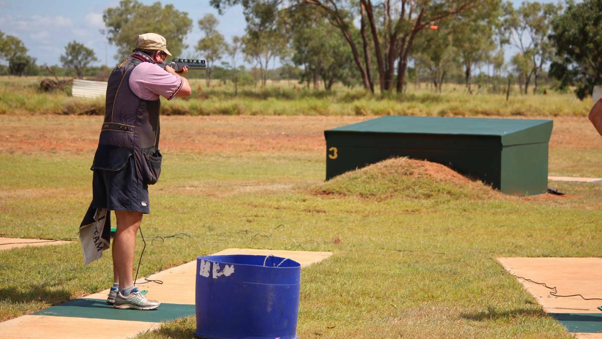 AA Grade shooter Steven Curley performs at Cloncurry Clay Target Club. Photo: Samantha Campbell.