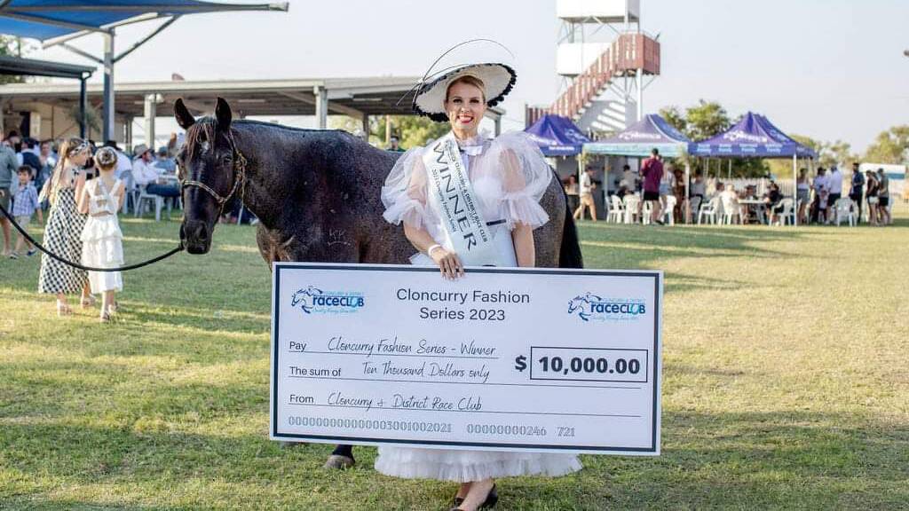Mount Isa fashionista Renee Moore has claimed the $10,000 Cloncurry Fashions Series. Photo: Kate Nobel Photography.