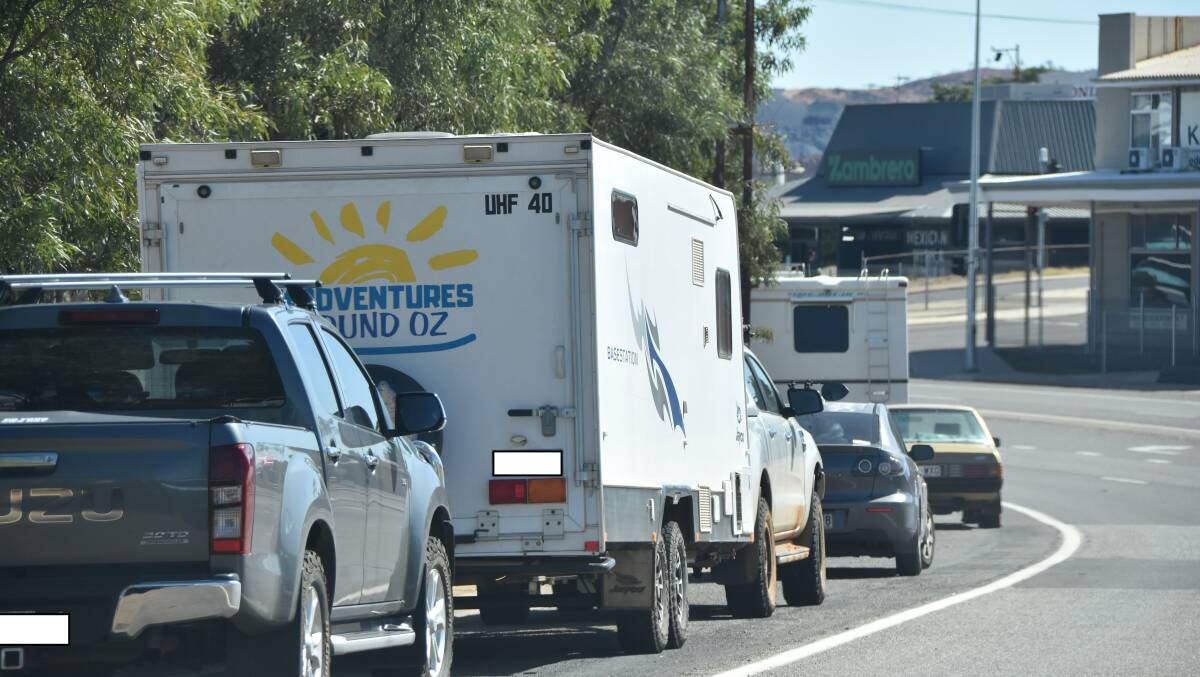 Caravaners take up CBD parking along Marian Street. Photo: Samantha Campbell.
