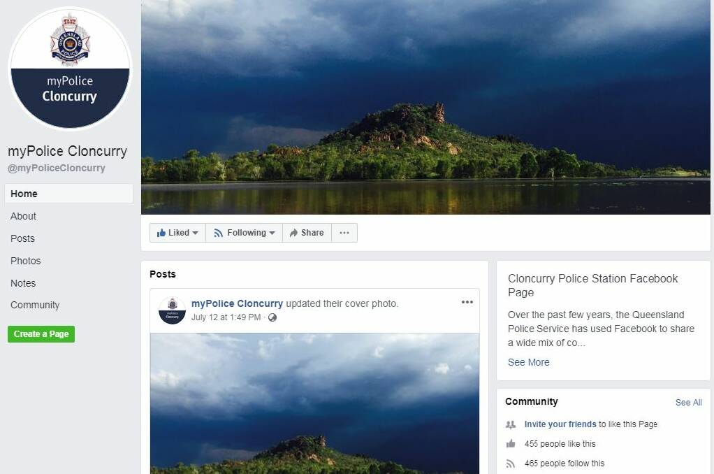 The myPolice Cloncurry Facebook page.