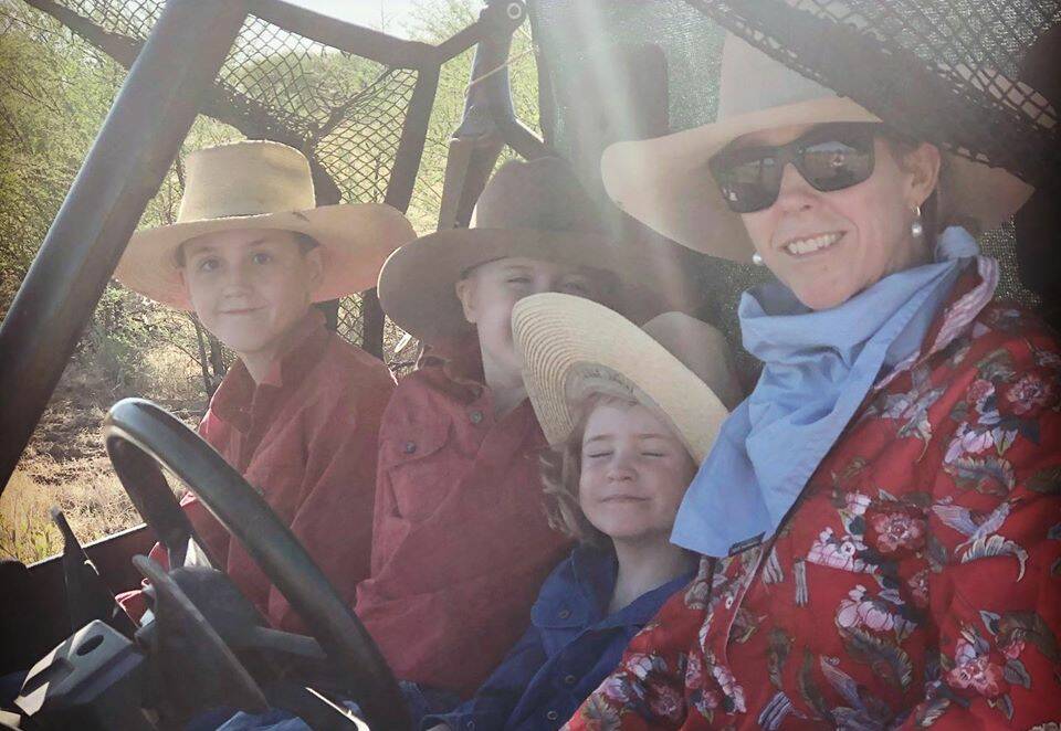 Ele Avery is teaching her three children from their cattle station near McKinlay. Photo supplied.