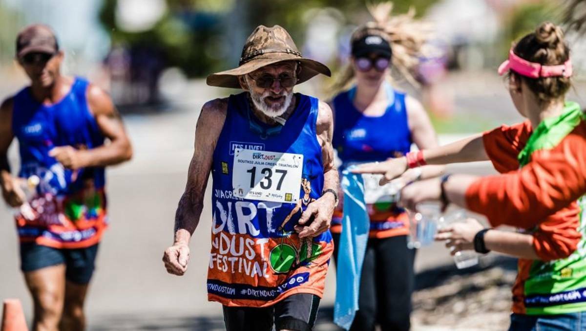 YOUNG AT HEART: At 83, Fred Schneider has lost count of how many times hes made the pilgrimage to Julia Creek for the Dirt N Dust triathlon festival.