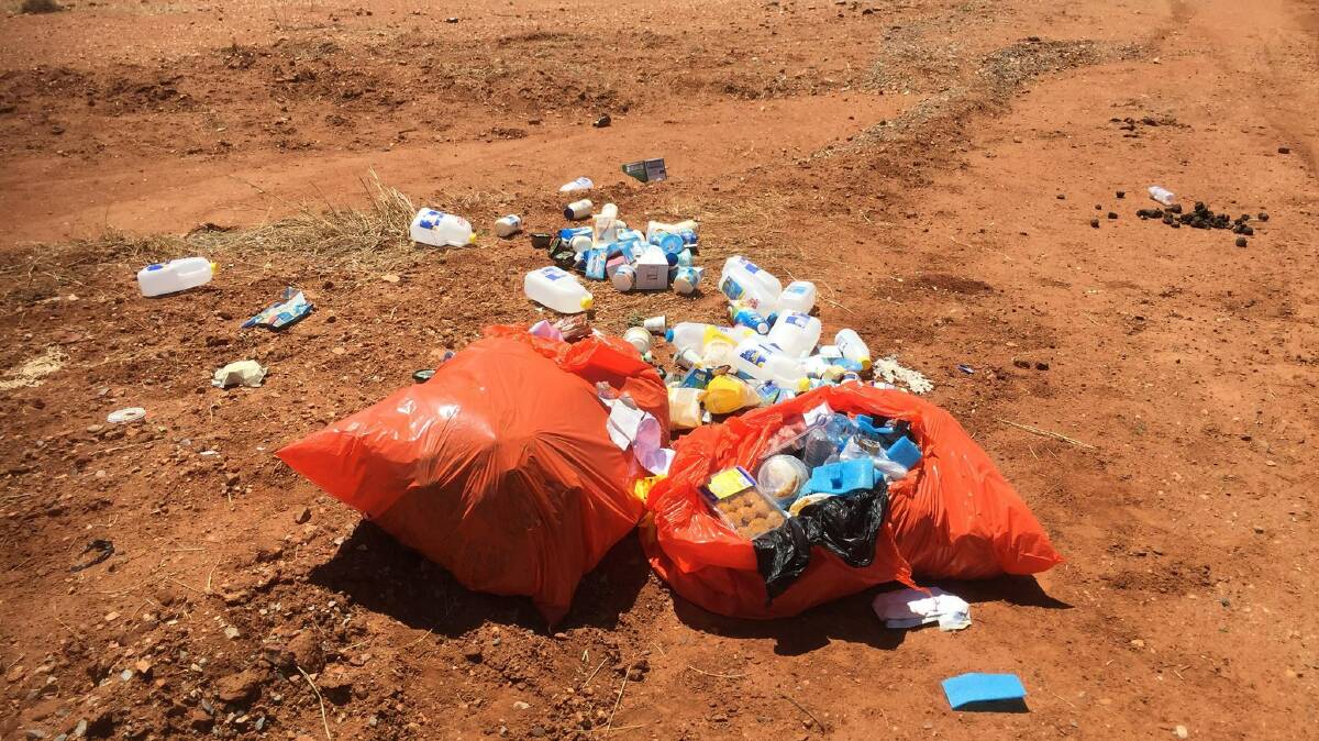 WASTE: Rubbish located on the Lake Julius Road, 19 kilometres east of Mount Isa. Photo supplied.