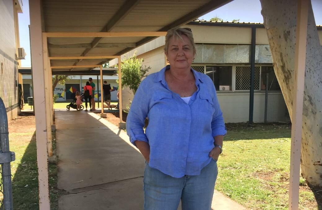 Independent candidate for Kennedy Jen Sackley visits Cloncurry's polling booth. Photo supplied.