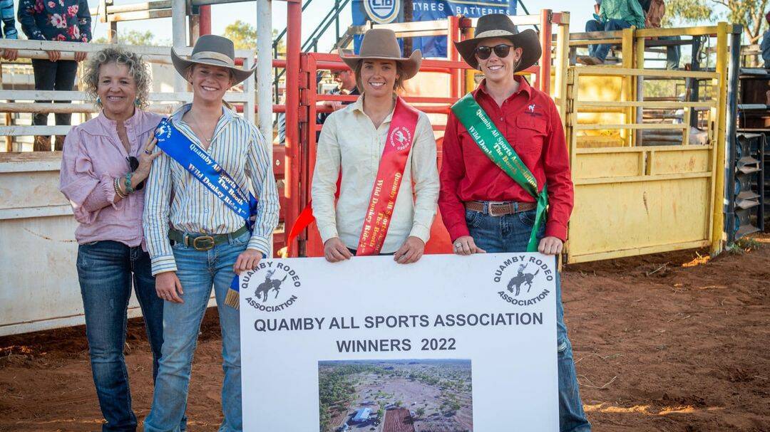 The winner of the annual Quamby Rodeo Wild Donkey Ride was Annie Duff. Photo: Lever Action Photography/ Kerry Brisbane.