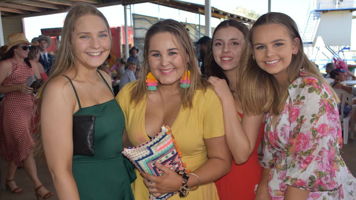 Abbey McKavanagh, Georgia Knight, Ryleigh Donald and Daina Beck at the 2019 Artesian Express Race Day in 2019. Photo: Samantha Campell.