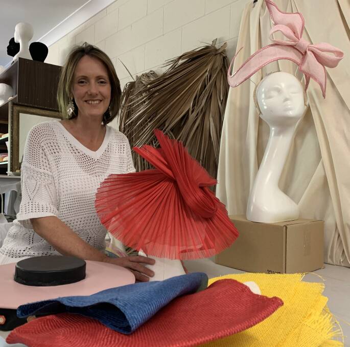 Mel Atherinos is continuing to design millinery despite COVID-19 restrictions to dispatch her product. Photo: Samantha Campbell.