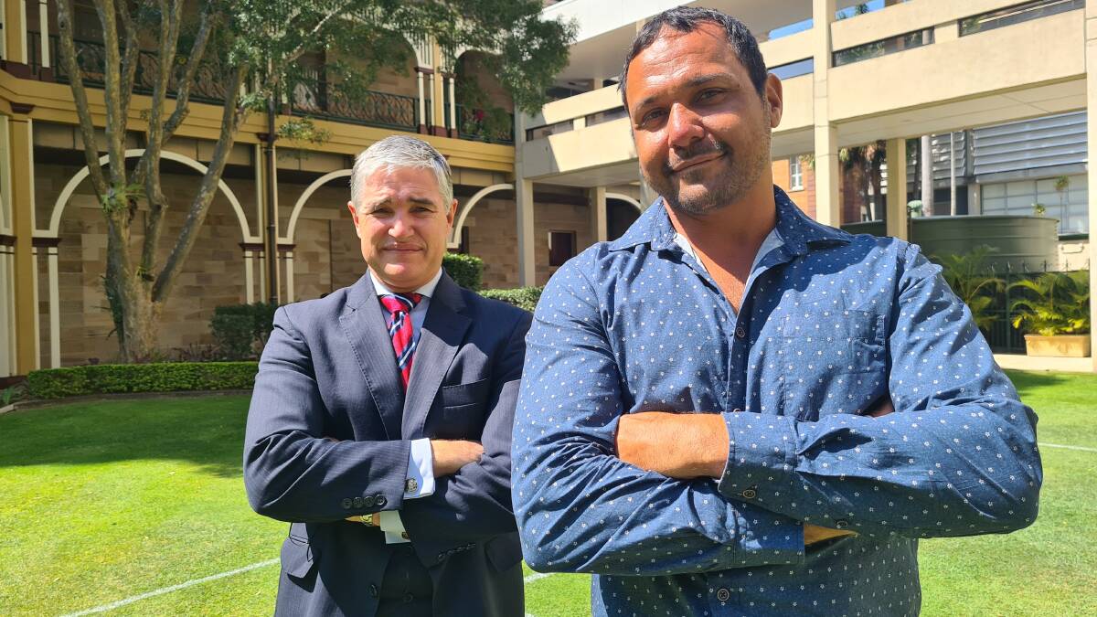Robbie Katter MP with Mornington Island Mayor Kyle Yanner, who is strong supporter of the KAP's Blue Card Bill. Photo supplied.