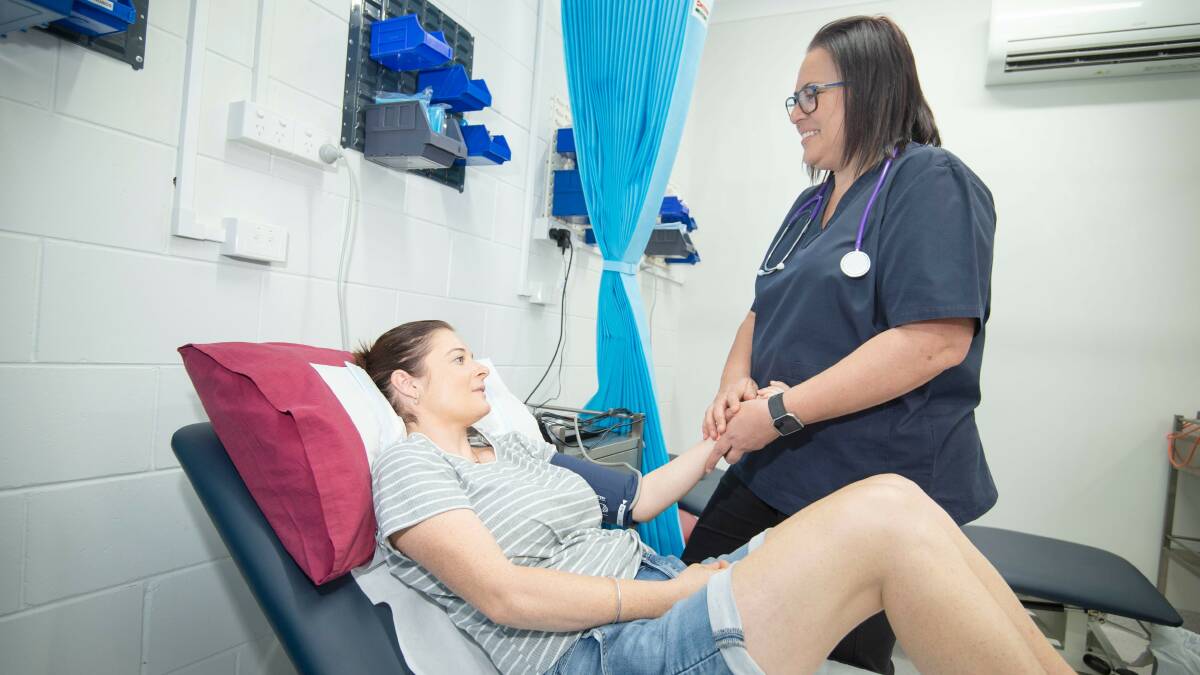 Senior Registered Nurse Lisa Baumgart conducts a routine health check for Cloncurrys Tamara Williamson in the new Glencore Procedure Room. Photo supplied.