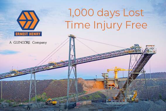 Ernest Henry Mining achieved the significant safety milestone of 1000 days lost time injury free. Photo supplied.