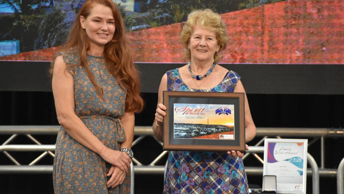 Mayor Danielle Slade presented the Spirit of Mount Isa Award to Lorna Fisher.
