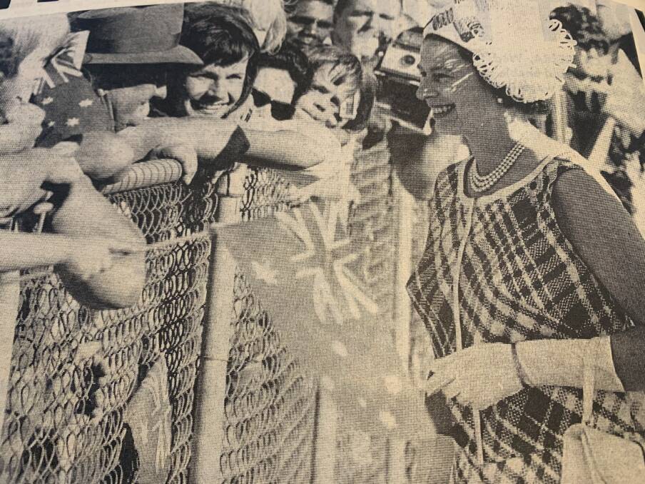 Queen Elizabeth II is greeted by North West residents on the tarmac at Mount Isa Airport. Photo: file.
