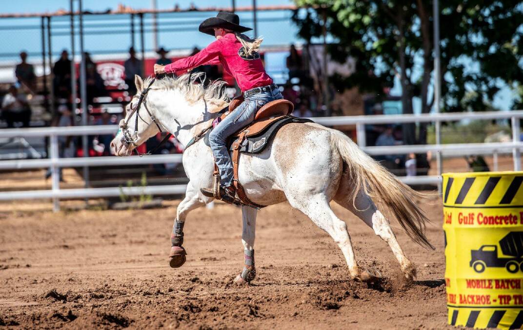 OPINION: Courtney Gray will not be competing in the Isa Rodeo barrel race after being axed from competition. Photo: Lever Action Images.