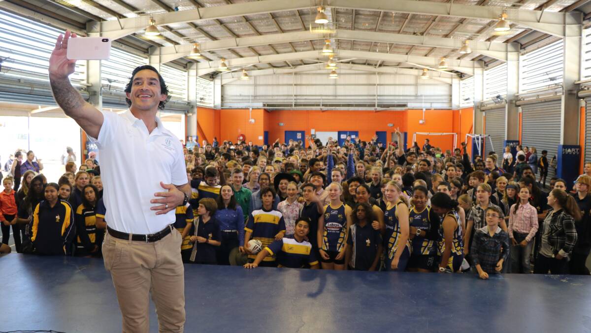 Johnathan Thurston visited Spinifex State College Junior Campus students last week to inspire them with messages of self-confidence and self-belief.