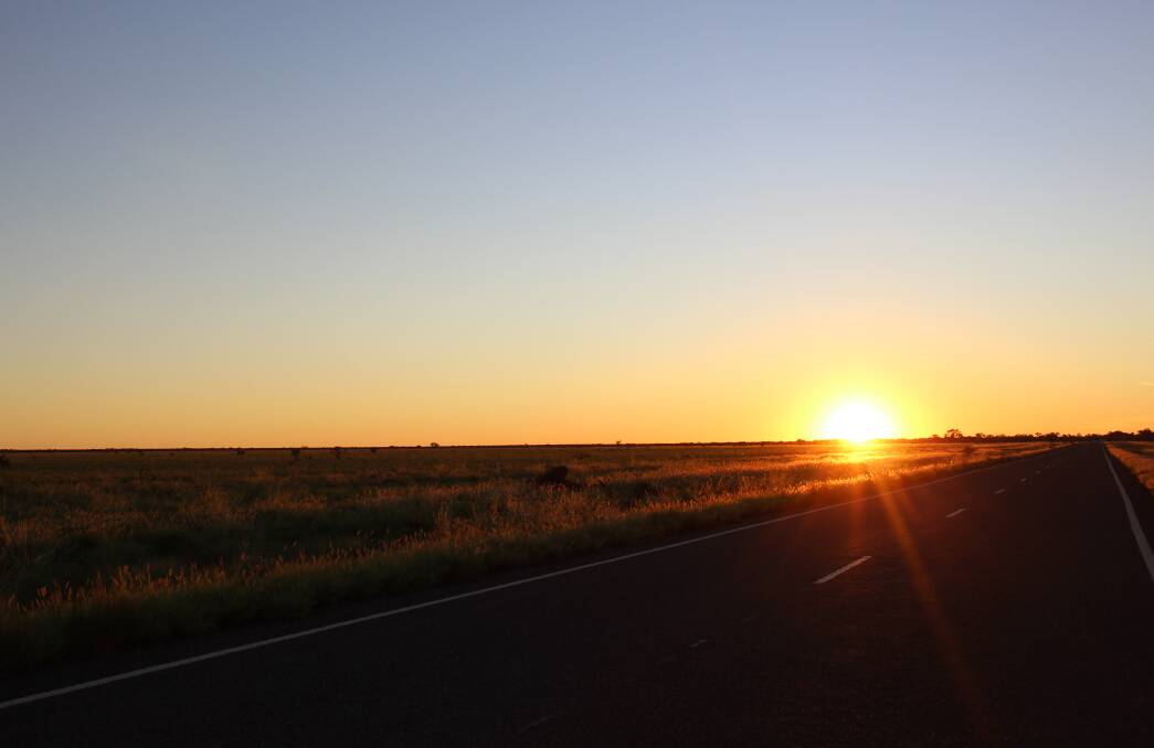 WEATHER: A stunning sunset heading towards Camooweal was a great start to the month of April. Photo: Samantha Walton.