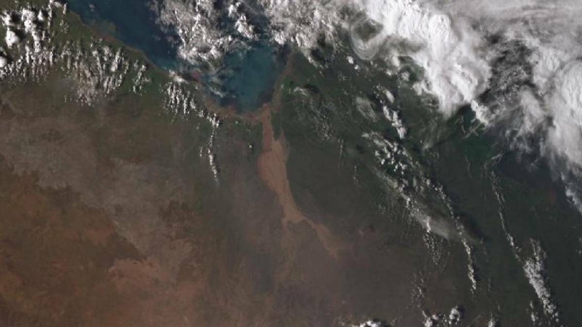 The huge expanse of floodwater in north west Queensland could easily be seen from space. Image - Bureau of Meteorology.