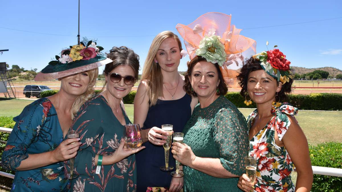 2019: Janine Luck, Lisa Gallagher, Katrina Doody, Selena Seng and Kate Fisher at the St Paddy's Races.
