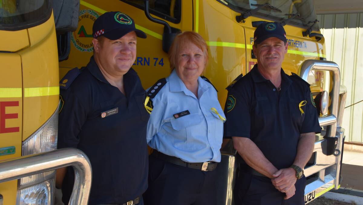 David Muston, Fiona Quirk and Gavin Donnelly talk fire safety. Photo: Samantha Campbell.