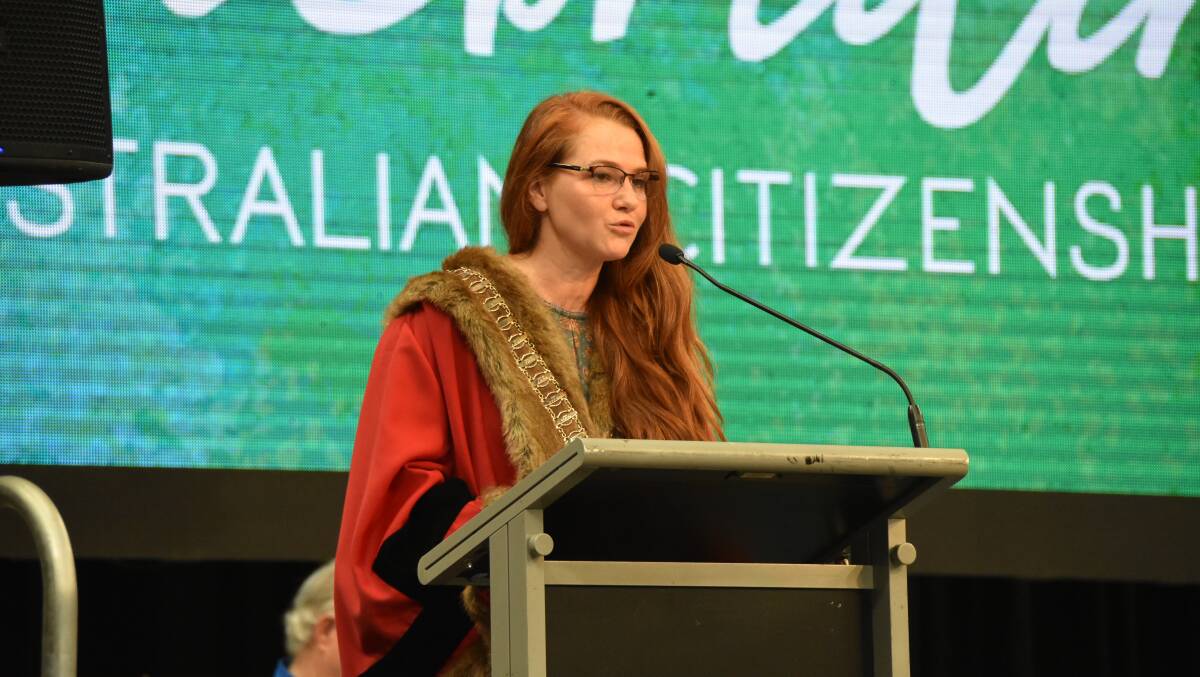 2021: Danielle Slade speaks at the Mount Isa Australian Citizenship Ceremony.