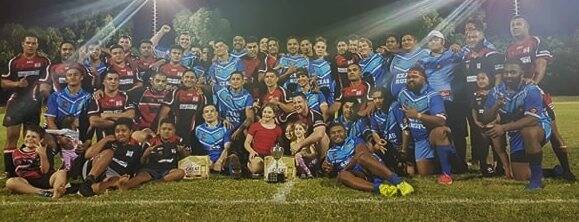 TEAMS: Euros and Keas after the extremely close grand final match. Photo supplied.