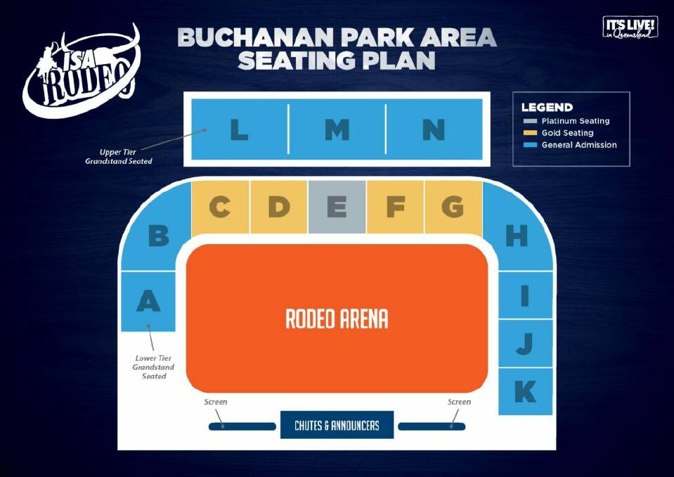 Seating map of 2022 Isa Rodeo. Source: Isa Rodeo website.