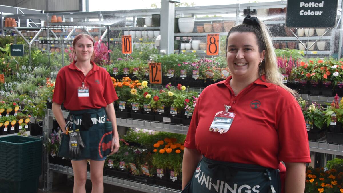 NEW: Mount Isa Bunnings staffer Mikayla Colyer - Long and store manager Liana Trew. Photo: Samantha Campbell.