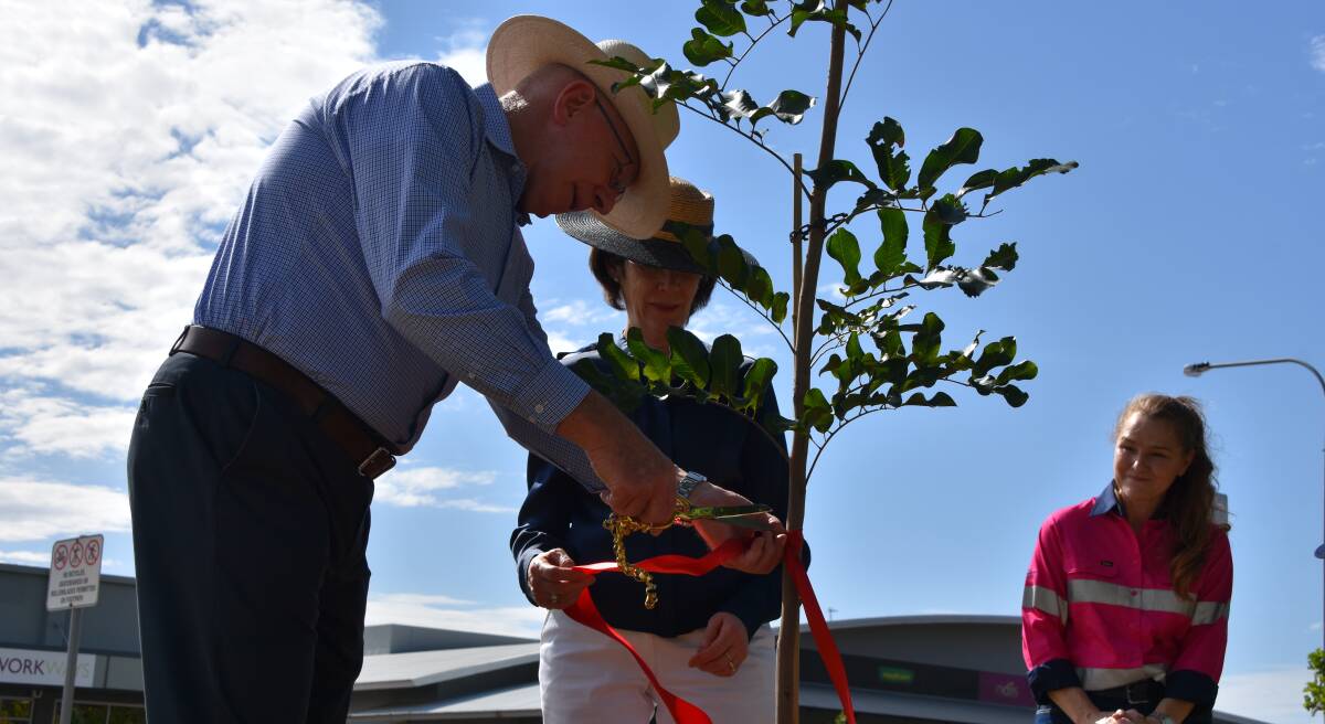 NEW: The Governor-General David Hurley and his wife Linda cut the ribbon of the newly planted Tuckeroo tree. Photo: Samantha Campbell.