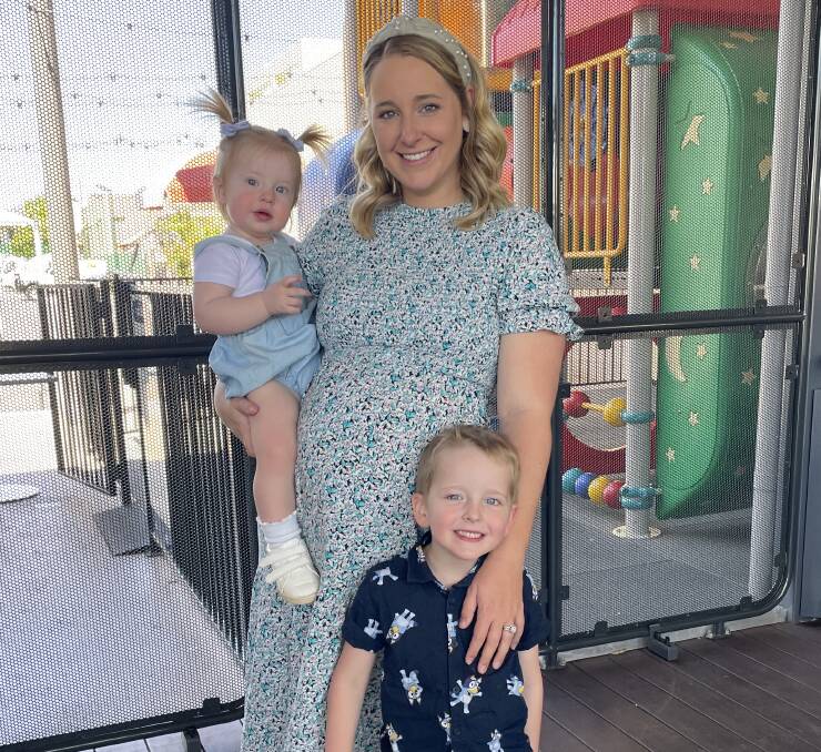 Samantha Campbell will welcome third child in October. Pictured here with son Toby, 4, and daughter Lucy, 1.