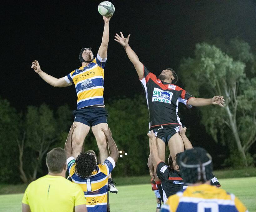 TIED-GAME: Cloncurry forward receiving the ball in a line out. Photo: Kerry Brisbane. 