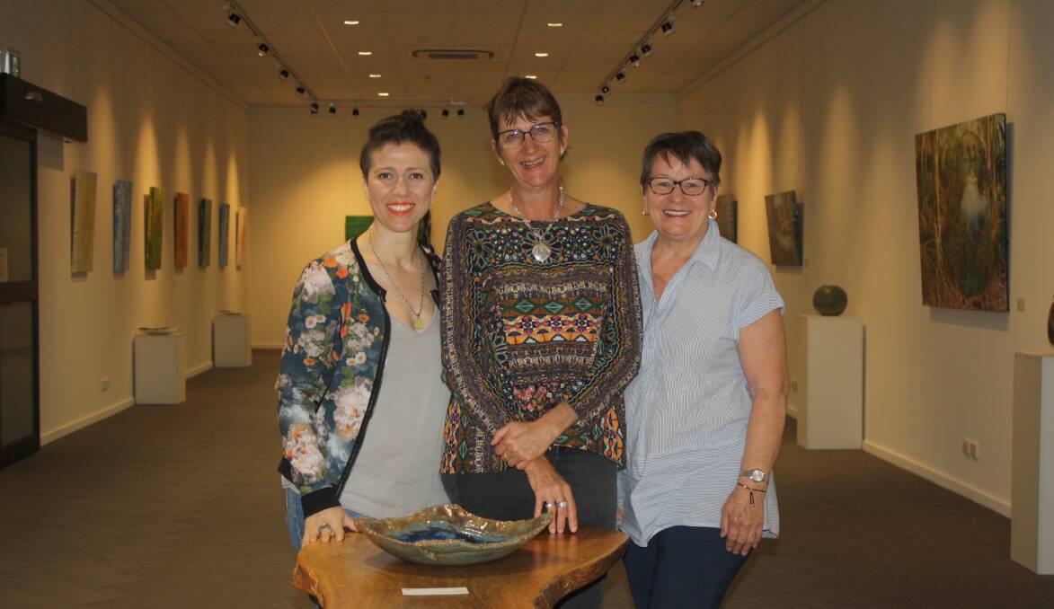 RIVERSLEIGH: Artists Ozlem Yeni, Rowena Paine-Murphy and Michele Savoye at the Outback at Isa. Photo: Aidan Green.