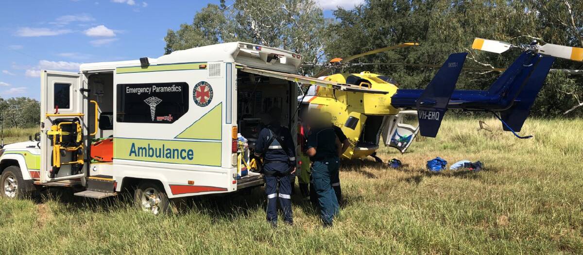 EMERGENCY: The woman, aged in her twenties, was airlifted to Mount Isa Hospital in a stable condition. Photo: RACQ Lifeflight