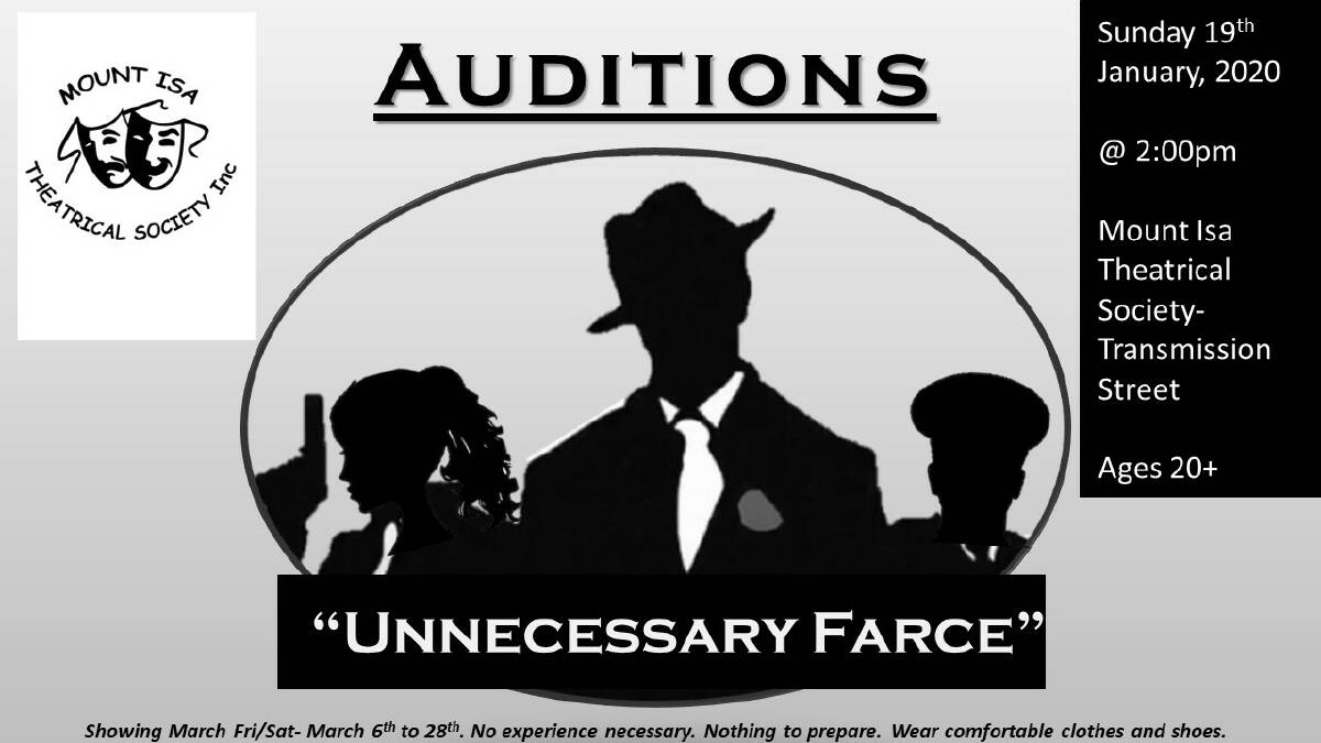 The auditions for Unnecessary Farce will be this Sunday January 19. 