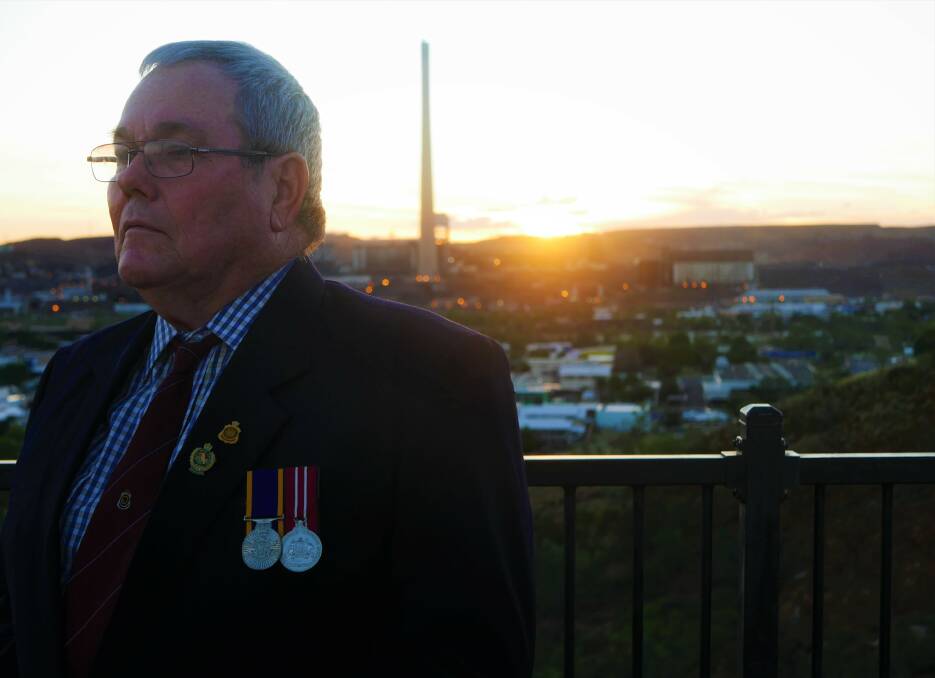ANZAC DAY: Jim Nuttall, who was in the Citizens Military Force for a total of 44 years, at the Mount Isa lookout. Photo: Aidan Green