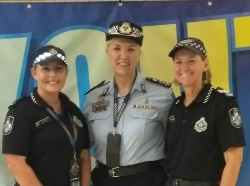 Constable Aimee Sewell, Police Commissioner Katrina Carroll and Bernadette Strow at the Mount Isa PCYC Youth Zone. 