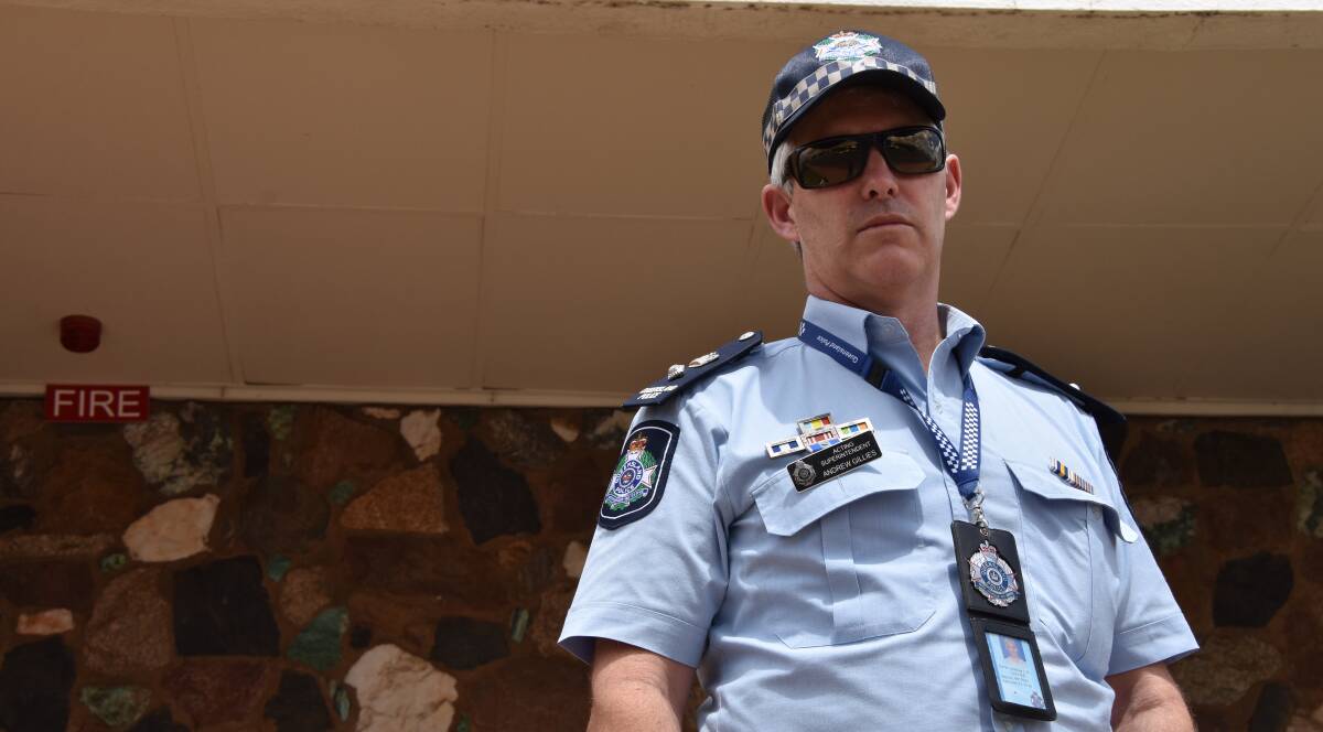 Acting Superintendent for Mount Isa District Andrew Gillies speaking on youth crime. Photo: Aidan Green. 