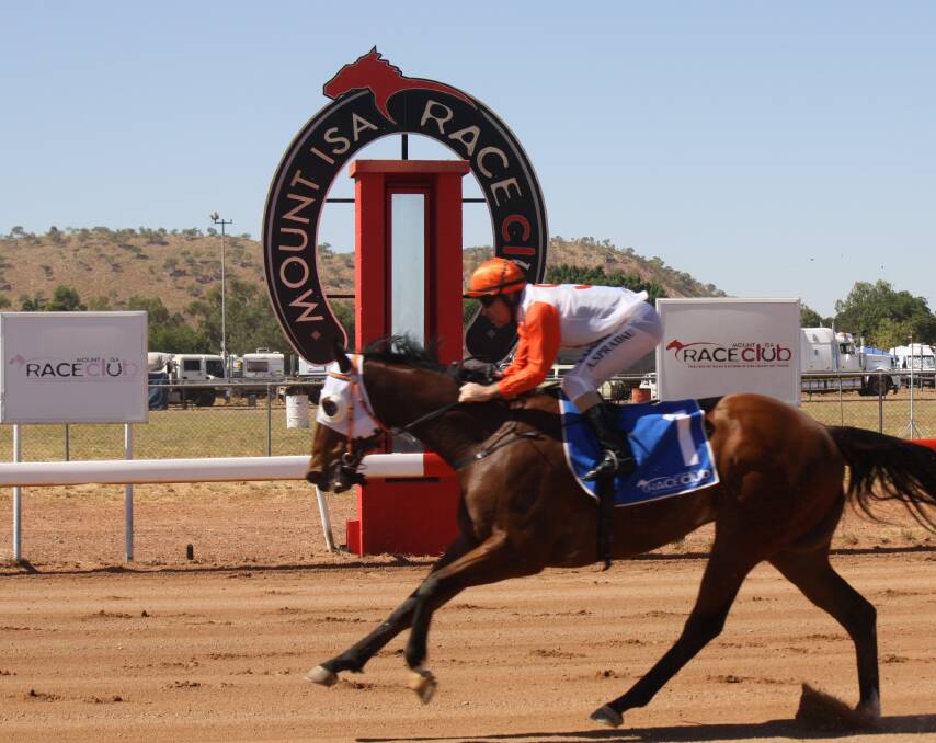 WINNER DINNER: Le Chef and jockey Aaron Spradau crossing the finish line first in Race 1 of the Mailman Express meet at Buchanan Park.