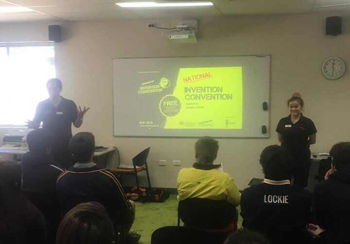 Questacon Smart Skills facilitators, Helen Luan and Jason Le with Spinifex State College senior students. 